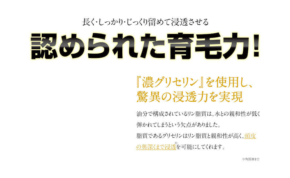 長く・しっかり・じっくり溜めて浸透させる　驚異の毛活力