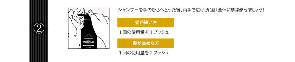 シャンプーを手のひらにとって・・・