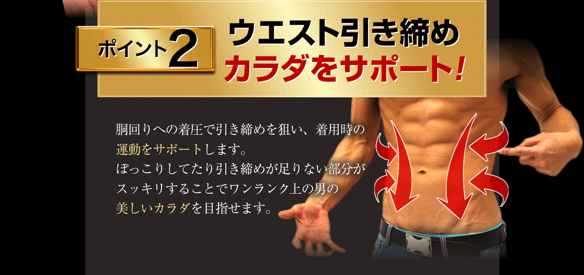 ポイント２、ウエスト引き締め腹筋サポート！